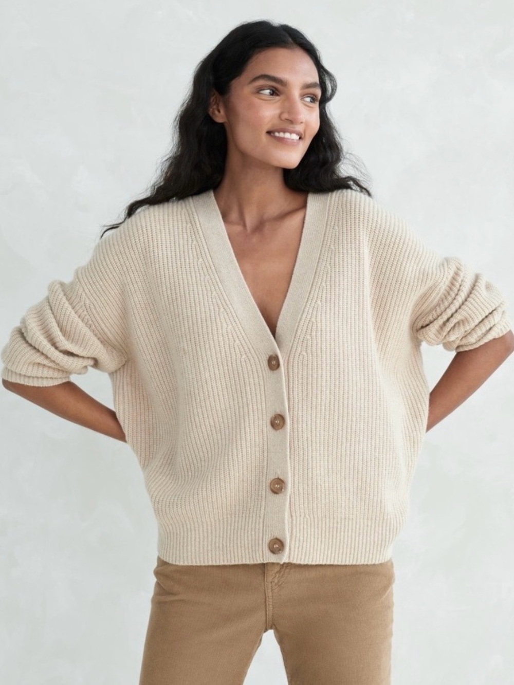 Jenni Kayne Cropped 100% Cashmere Cocoon Cardigan in Oatmeal